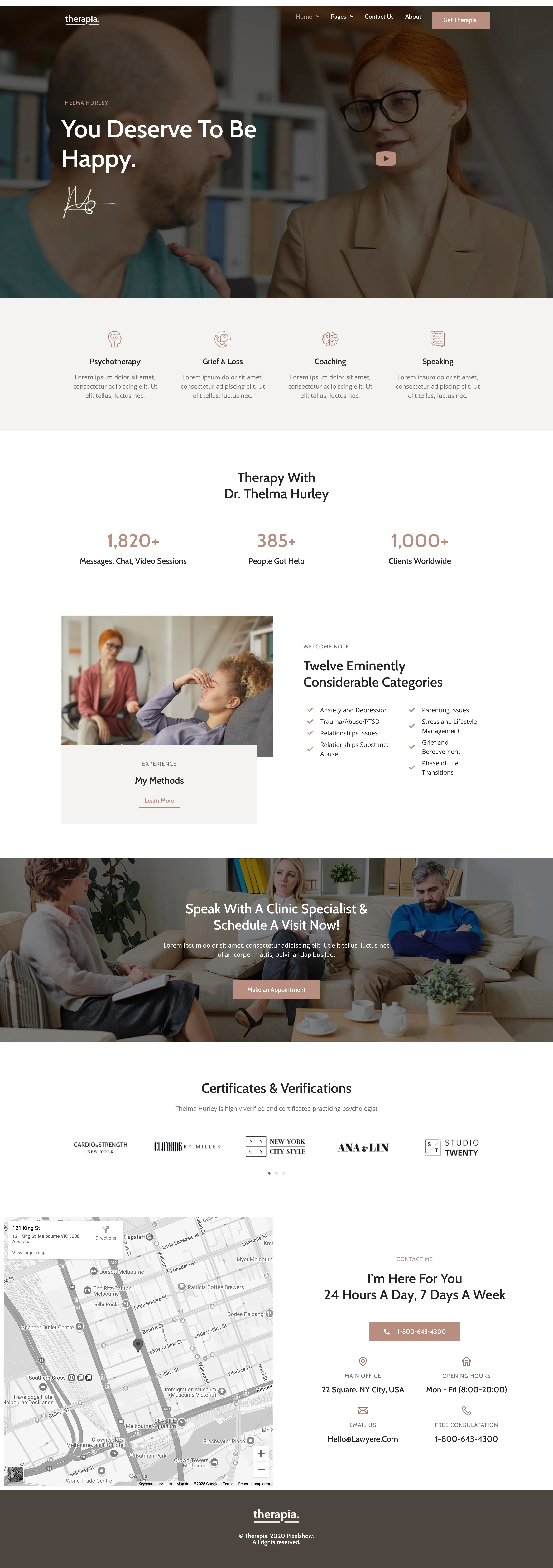 Therapia – Psychologist & Hypnotherapy — WordPress template